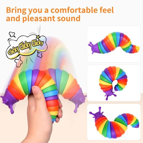 Image of Chocozone Crawling Caterpillar Toy Toddler Toys for Kids Flexible Clicky Sound Making Sensory Toys for 2+ Years Old Boys & Girls (19cm) (Caterpillar)