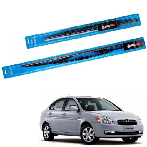 Image of Windshield Car Wiper Blades Metal Frame Water Repellant Cleaning Wiper Blades Refills Best for Hyundai Verna (Mc) (2005-2012) Dr 24 inch /Pa 16 inch