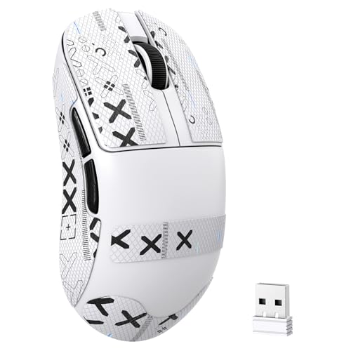 Image of MAGIC-REFINER AJ199 Superlight Wireless Gaming Mouse,BK3633 Tri-Mode BT /2.4G Wireless /Wired Mouse with Grip Tape,24000DPI,1000Hz Polling Rate,600mAh,Med Size,5 Programmable Buttons for Pc /Mac,WhitePRO