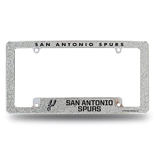 Rico Industries NBA Basketball San Antonio Spurs Silver Chrome All Over Automotive Bling License Plate Frame 12