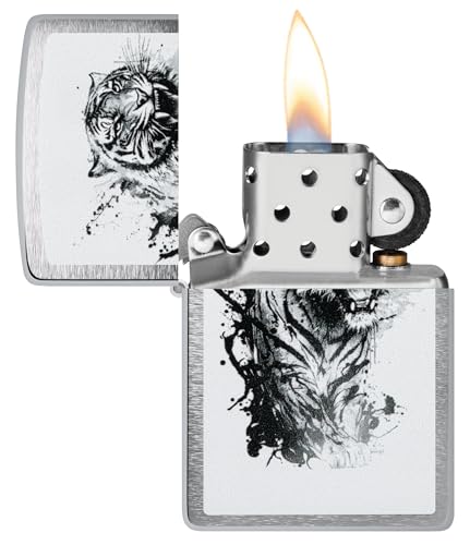 Encendedor Zippo Tiger Splash Acabado Cromo miniatura 3
