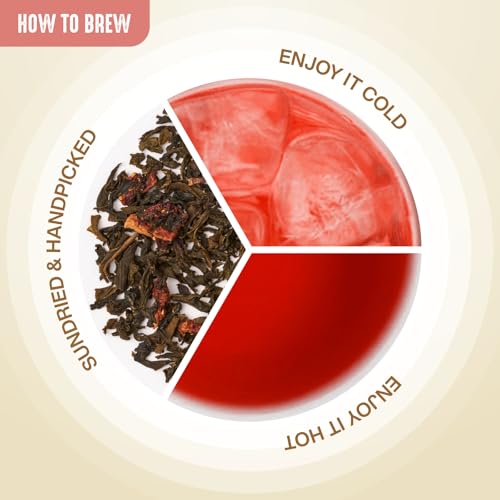 Image of Hindraj Berrylicious Queen Strawberry Green Tea Loose Leaves 100 g Organic Fruit Tea, Sweet & Tart Strawberry Flavor No Added Sugar, Antioxidant Packed