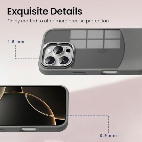 Image of KARWAN️Fusion Edge Leather Transparent Mobile Back Case | Slim Fit | Anti-Fingerprint| Scratch-Resistant | Premium Grip | Shockproof case | Back Cover for iPhone 16 Pro || Grey