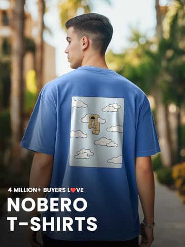 Image of Nobero Men's Oversized Graphic T-Shirt for Men | Soft Cotton | Drop Shoulder Relaxed Fit | Printed Casual Tshirt for Men