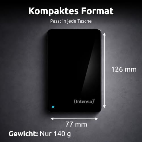 Intenso 2.5 Inch Portable Hard Drive 320 GB - External Hard Drive with Super Speed USB 3.2 Gen 1x1-5400 rpm, 8 MB Cache, Plug & Play, Certified Refurbished, Black — view 5