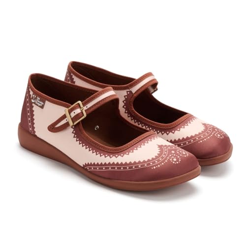 Image of Hot Chocolate Design Women's Mary Jane Flat Shoes - Mary Jane Flat Dress Shoes with Non-Marking Rubber Sole Adjustable Buckle-Strap, Adjustable Buckle-Strap and Cushioned Inner Sole with Arch Support