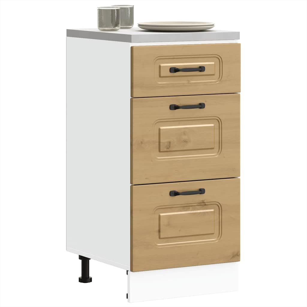 Küchenunterschrank Kalmar, Artisan-Eiche Holzwerkstoff, 40x46x81,5 cm, mit verstellbaren Füßen, ideal für Küche, Lagerung und Speisekammer