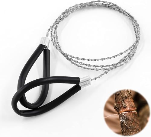 Metal Wire Saw Hand Pocket String Rope Saw Emergency Survival Saw PVC Pipe Cutting Tool for Wood Camping Hiking Hunting,Stainless Steel Cable Saw