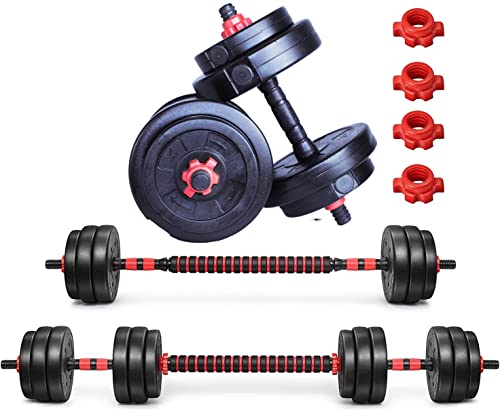 Image of 3 in 1 gym combo Adjustable dumbbells set,14� Dumbbell rod,15.5� Connector 10 mm Eva Foam, Star Nuts kit for home gym Workout. (18 KG, Add Skipping Rope)
