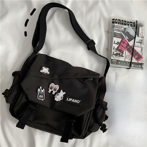 Loizziuy Y2k Crossbody Bag Backpack Kawaii Large Capacity Aesthetic Backpack Cute Casual Travel Mochilas Daypacks (1015 black)4
