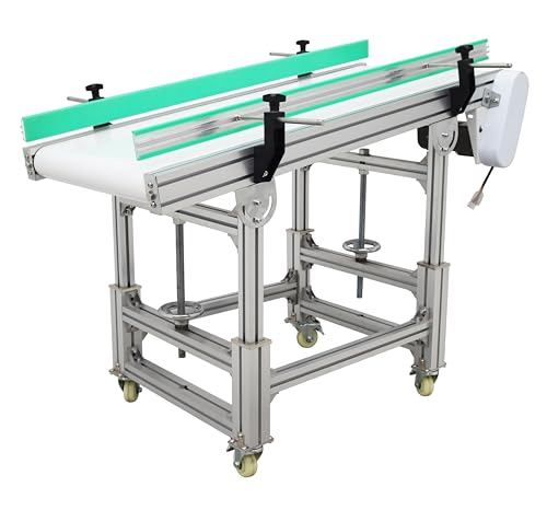 TECHTONGDA PU Incline Conveyor Belt Systems for Industrial Transport Aluminum Frame Conveyor Length 48inch Belt Width 20inch with Guardrails