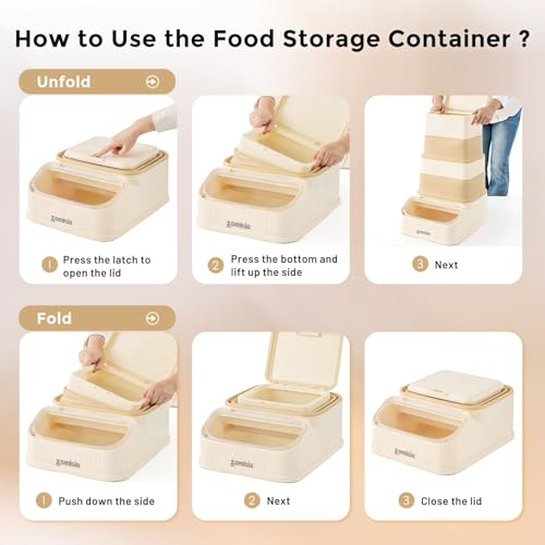 ZOMISIA 30-40lbs Collapsible Dog Food Storage - First-in, First-out Easy Dispense Base for Freshness, Pet Food Storage Containers with Transparent Lid and Scoop by ZOMISIA - Image 7