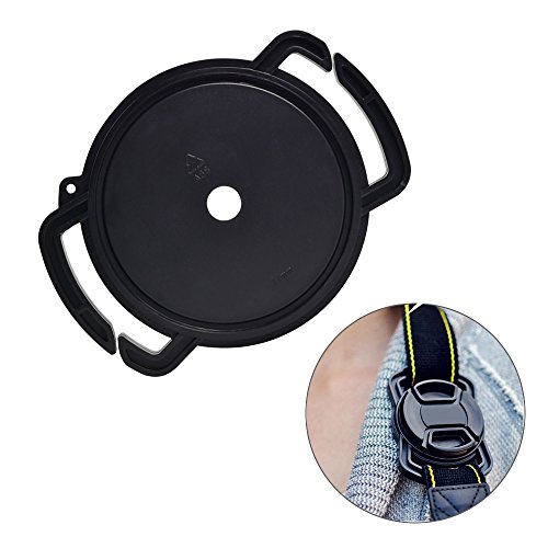 Soporte para tapa de lente con hebilla para cámaras Canon, Nikon, Sony, Olympus, Fujifilm, Pentax, Panasonic y Sigma DSLR/SLR/EVIL - Negro, plástico ABS (72 mm, 77 mm, 82 mm) miniatura 2