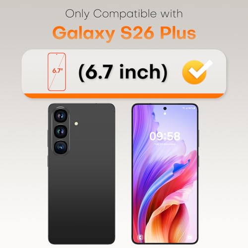 Image of TOCOL for Samsung Galaxy S26 Plus Screen Protector Military Grade Shatterproof HD Tempered Glass Easy Installation Case Friendly 2 Packs