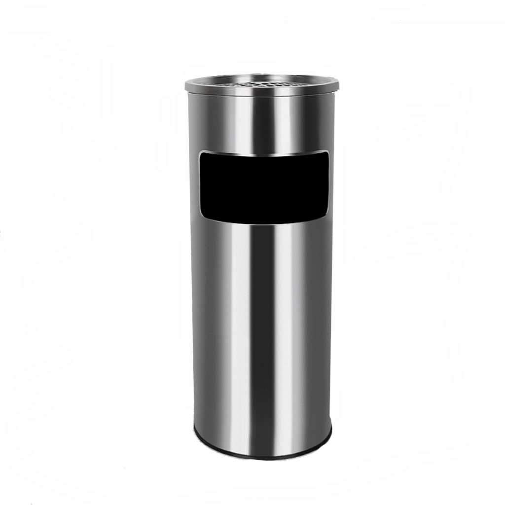 Grande poubelle ronde verticale en inox de 30X64CM idéale pour les halls de grands hôtels