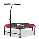 FK Sports 40'/48' Fitness Mini Trampolines Rebounder Trampoline for Adults, Indoor Trampoline with Adjustable Handle for Body Workout, Exercise Trampolines - Max Load 120KG (40 Inch Black & Red)