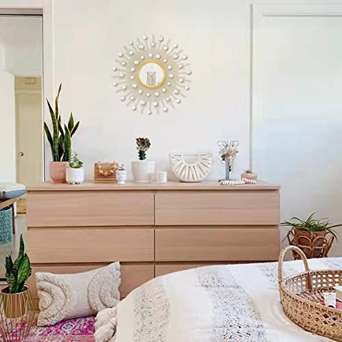 Taolimo Gold Sunburst Mirror For Wall Decor Metal Sun Wall Mirror Decorative With Crystal Diamond For Living Room Bedroom Entryway Large Circle Mid Century Modern Starburst Mirror Wall Hanging 24 Inch thumb #3