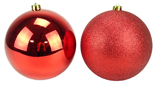 Pack of 2-200mm Baubles - Shiny & Glitter Design