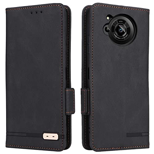 AQUOS R7 ケース 手帳型 適用 AQUOSr7 SoftBank SH-52C docomo 全対応 シャープ アクオス R7 カバー SH52C ケース 手帳型 アクオスR7 スマホケース 携帯カバー AQUOSr7ケース 滑り止め 合成レザー スタンド カバー カード 収納 カード入れ ストラップ カードケース スマホケース 金具 ストライプ 磁石内蔵 マグネット 留め具 ケース 携帯ケース つや消し レトロ ブラック