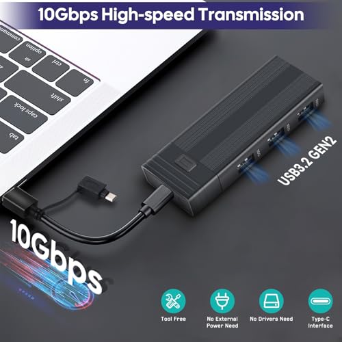 Carcasa externa Fanblack para SSD M.2 NVME SATA USB 3.2 Gen 2 miniatura 4