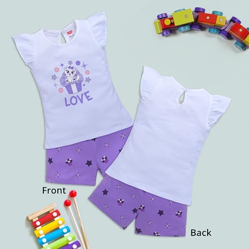 Image of LuvLap Baby Girls Regular Fit 100% Cotton Half Sleeves Girls Top CoSet Pack of 3