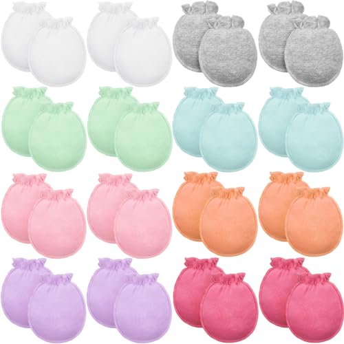 Image of 16 Pairs Newborn Baby Cotton Mittens No Scratch Gloves Unisex Newborn Mittens for baby Boys Girls 0-6 Months