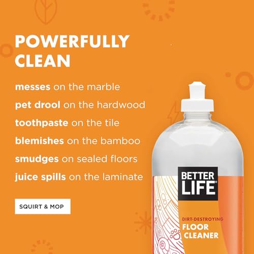 Image of Better Life Floor Cleaner - Liquid Multipurpose Cleaner for Wood, Tile, Laminate, Vinyl, Bamboo for Mopping - Citrus Mint 1 Gallon Refill