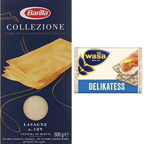 Barilla Lazanya (Lasagne) Makarna 500 Gr & Wasa İnce Gevrek Ekmek (Crispbread Delikatess) 270 Gr