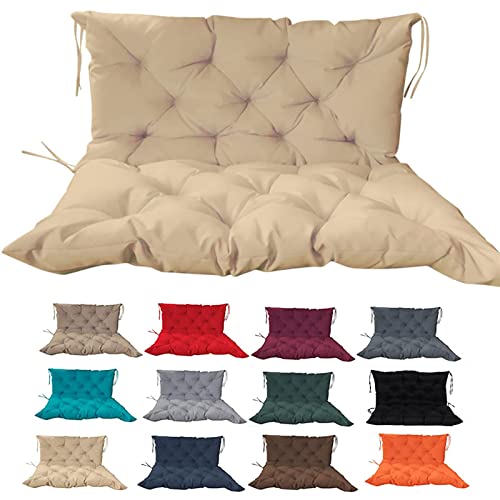2-3 Seat Replacement Swing Seat Cushion, Outdoor Bench Cushion with Backrest and Straps , Non Slip Sun Protection Porch Bench Seat Cushion for Home Garden Patio Outdoor Indoor Swing,Beige-40x47in