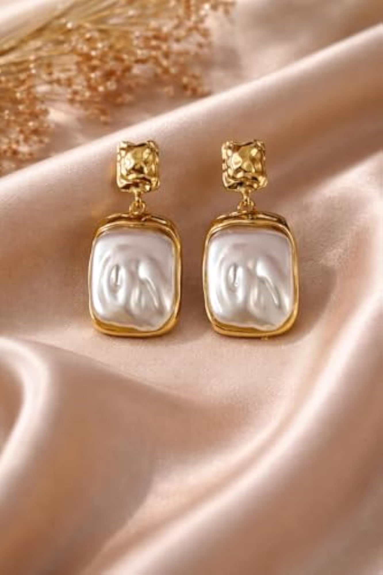Women's Elegant Gold Plated Statement Drop Earrings, Lightweight