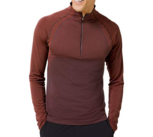Lululemon Mens Metal Vent Tech 1/2 Zip Long Sleeve Shirt (Magma/Sequoia, S)