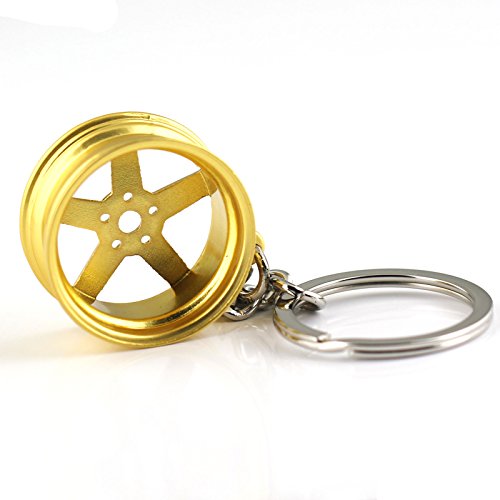 Image of maycom Creative Hot Auto Part Model Wheel Rim Tyre Keychain Keyring Key Chain Ring Keyfob (Golden)