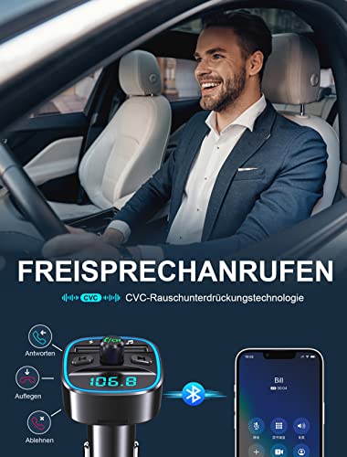 Mohard Bluetooth FM Transmitter, KFZ Bluetooth Adapter Auto Radio, Autoladegerät AV-Eingangsadapter...