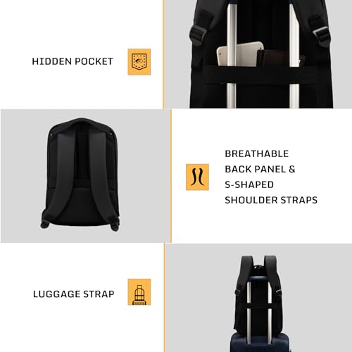 Image of F Gear Spark 30L Premium Anti-Theft Black Tech Laptop Backpack with USB & Type-C Ports|2 Compartments, 2 Pockets & 1 Hidden Pocket|180 Opening, Number Lock|Fits 17 Inch Laptop|Men & Women