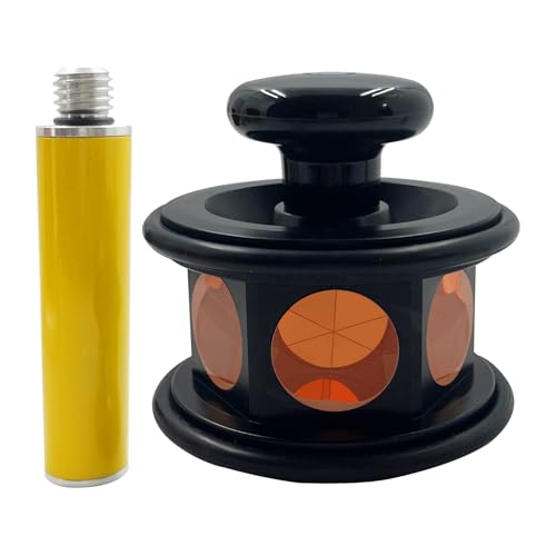 ATP3 Metal Prism 360 Degree Reflective Prism for Sokkia for Topcon Tri Style Total Station Land Surveying Equipment with 10cm Pole (Yellow Aluminum Alloy, Copper Coated)