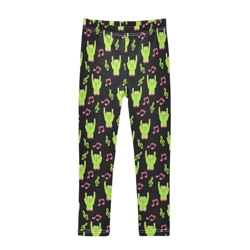 senya Girls Printed Leggings Yoga Pants Zombie Rock Hand Gesture Pattern for Kids in 4t to 10 Years, 4T