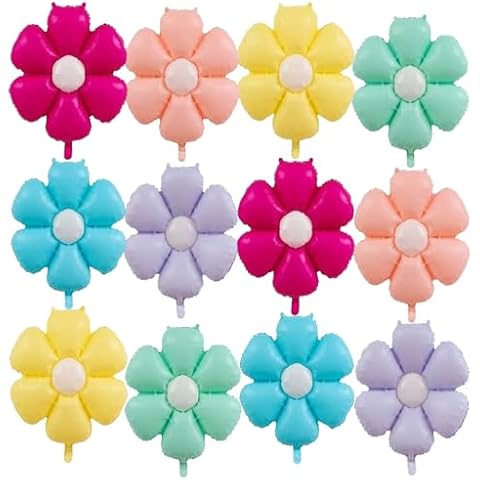 GOTPASS 12 Pcs Daisy Balloons Flower Balloons Flower Theme Party Supplies Baby Shower Girls Birthday Party Wedding Decoration Cover