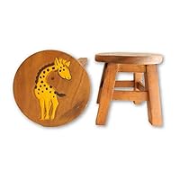 Children's Wooden Stool, Giraffe Design - Handmade Acacia Wood - Small Chair, Footstool or Side Table - Nursery & Bedroom Decor - Fun Step Stool for Kids - Ideal Christmas & Birthday Gift