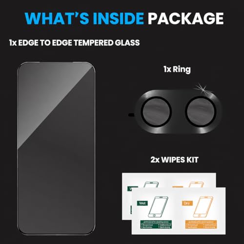 Image of FIRST MART Tempered Glass for Vivo X200 FE 5G with Black Camera Ring Guard & Installation Kit | HD Clear Edge-to-Edge Screen Protector, Scratch Resistant, Case-Friendly | Pack of 1