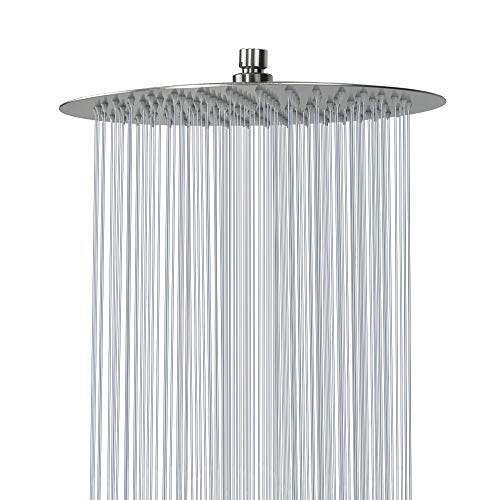 NearMoon Rain Shower Head, Ultra-Thin Design-Pressure Boosting, Awesome Some Experience, High Flow Stainless Steel Rainfall Head (12 Inch, Brushed Nickel)