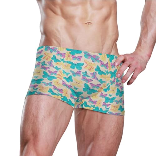 Butterfly Blue Mens Swim Trunk Swimwear Bathing Suit Swim Brief Square Leg Board Short S B04034123