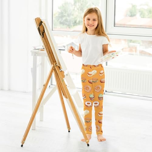 ALAZA Girls' Leggings Children's Yoga Pants Skinny Printed Dance Bread Baking Bakery Comfortable 4T4