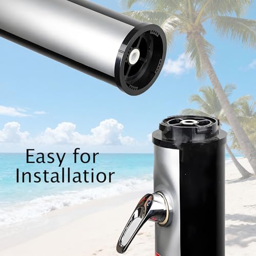 Douche solaire chauffante de 38 L – Douche de piscine extérieure de 2,1 m avec tête pivotante à 360°, douche de pied, contrôle de la température pour jardin, plage et piscine – Noir