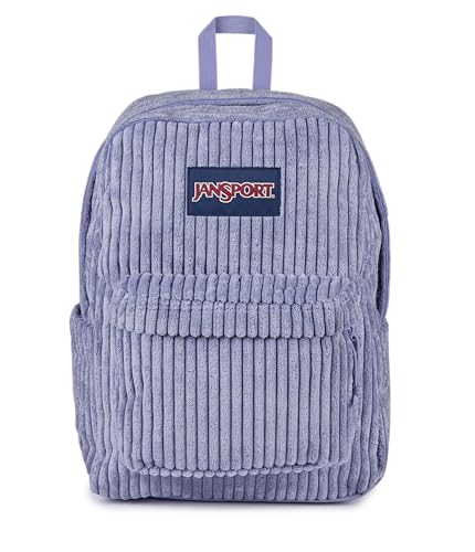 Image of JanSport Superbreak Plus FX Backpack - Work, Travel, or Laptop Bag with Water Bottle Pocket - Surreal Corduroy Lavender Ash