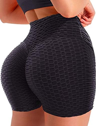 SEASUM Women Workout Shorts Brazilian Textured Booty Leggings Shorts Anti-Cellulite Scrunch Butt Lift XL
