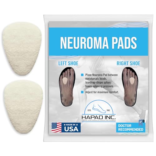 HAPAD Mortons Neuroma Pads (Pack of 1) - Teardrop-Shaped, Adhesive Wool Felt Metatarsal Pads for Men & Women - Supportive, Breathable, Comfortable Ball of Foot Pads for Pain Relief