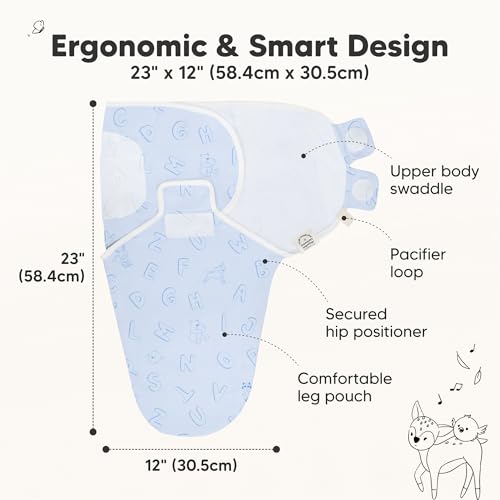 Image of 3-Pack Organic Baby Swaddle Sleep Sacks - Swaddles for Newborns, Infant 0-3 Months, Baby Girls, Boys, Soft & Snug Newborn Sleep Sack, Nursery Swaddling Blankets (ABC Land Cloud, OS)