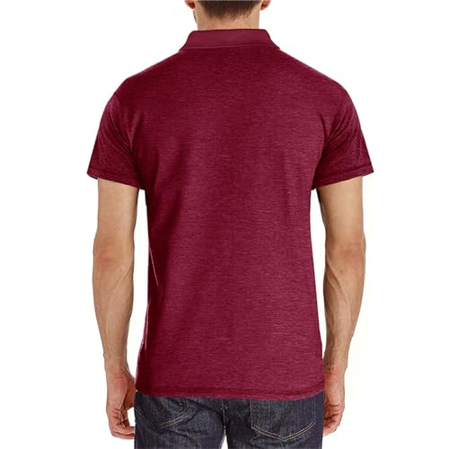 Image of Men's Short Sleeve Polo Shirts Buttons Collared T Shirts with Pocket
