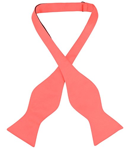 Vesuvio Napoli SELF TIE Bow Tie Solid CORAL PINK Color Men's BowTie