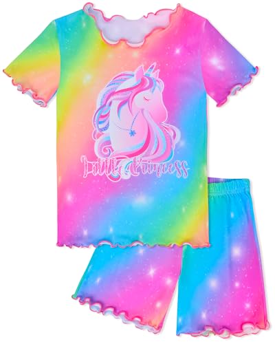 Sylfairy Girls Pajamas Set Toddler Girls Gifts PJs Summer Sleepwear Short Sleeve Top and Pants Jammies Set